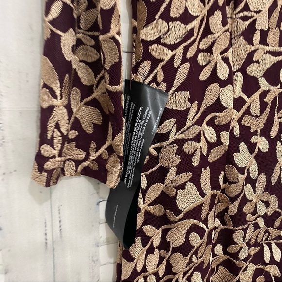 JS Collections Size 6 Maroon Purple Embroidered Fitted 3/4 Sleeve Sheath Dress - Picture 10 of 14